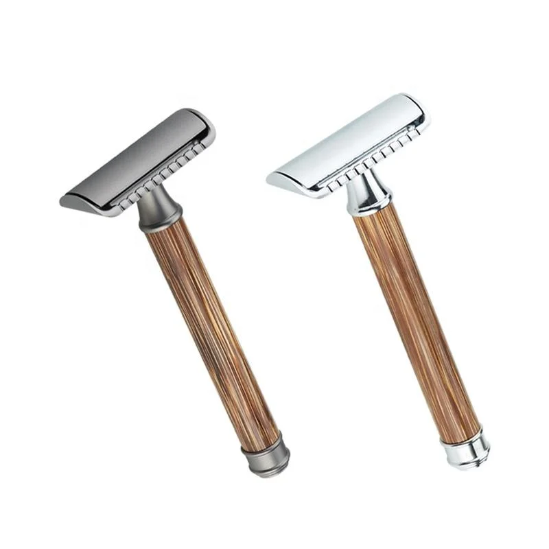 D670 Rts Natural Bamboo Handle Women&prime; S Shaving Classic Straight Cut 3 Piece Safety Razor