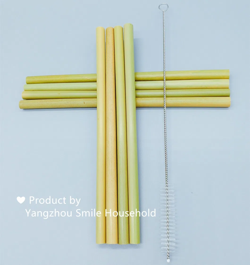 SGS Passed BSCI Eco Bamboo Drinking 5mm/6mm Straws with Jute Bag
