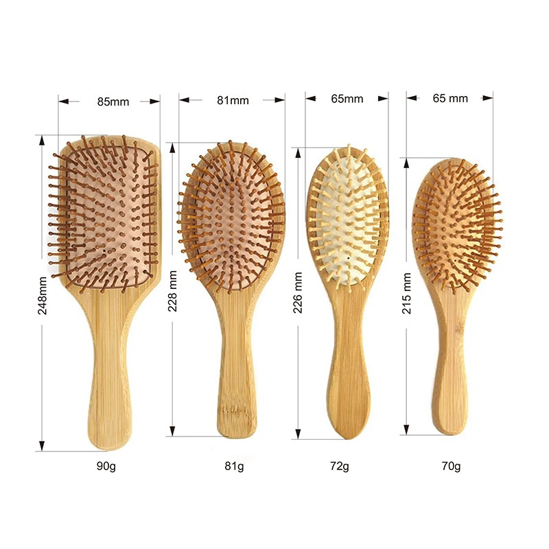 Willest Custom Logo Airbag Comb Wooden Hair Brush, Black and White Hair Massage Bamboo Paddle Hair Brush for Women