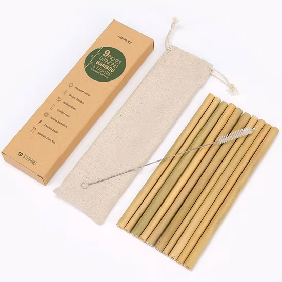 Bamboo Drinking Straws with Customized Logo Reusable Bamboo Straw