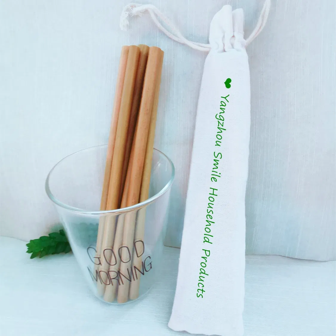 SGS Passed BSCI Eco Bamboo Drinking 5mm/6mm Straws with Jute Bag
