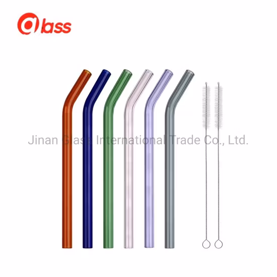 Reusable Glass Straw Brush Cleaner and Case Glass Tumbler with Straw and Bamboo Lid