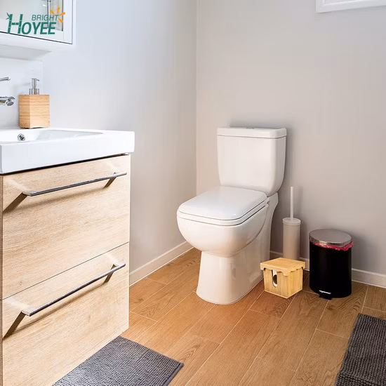 Bamboo Cover Bathroom Wash Plastic Four Piece Set Bathroom Storage Toothbrush Holder